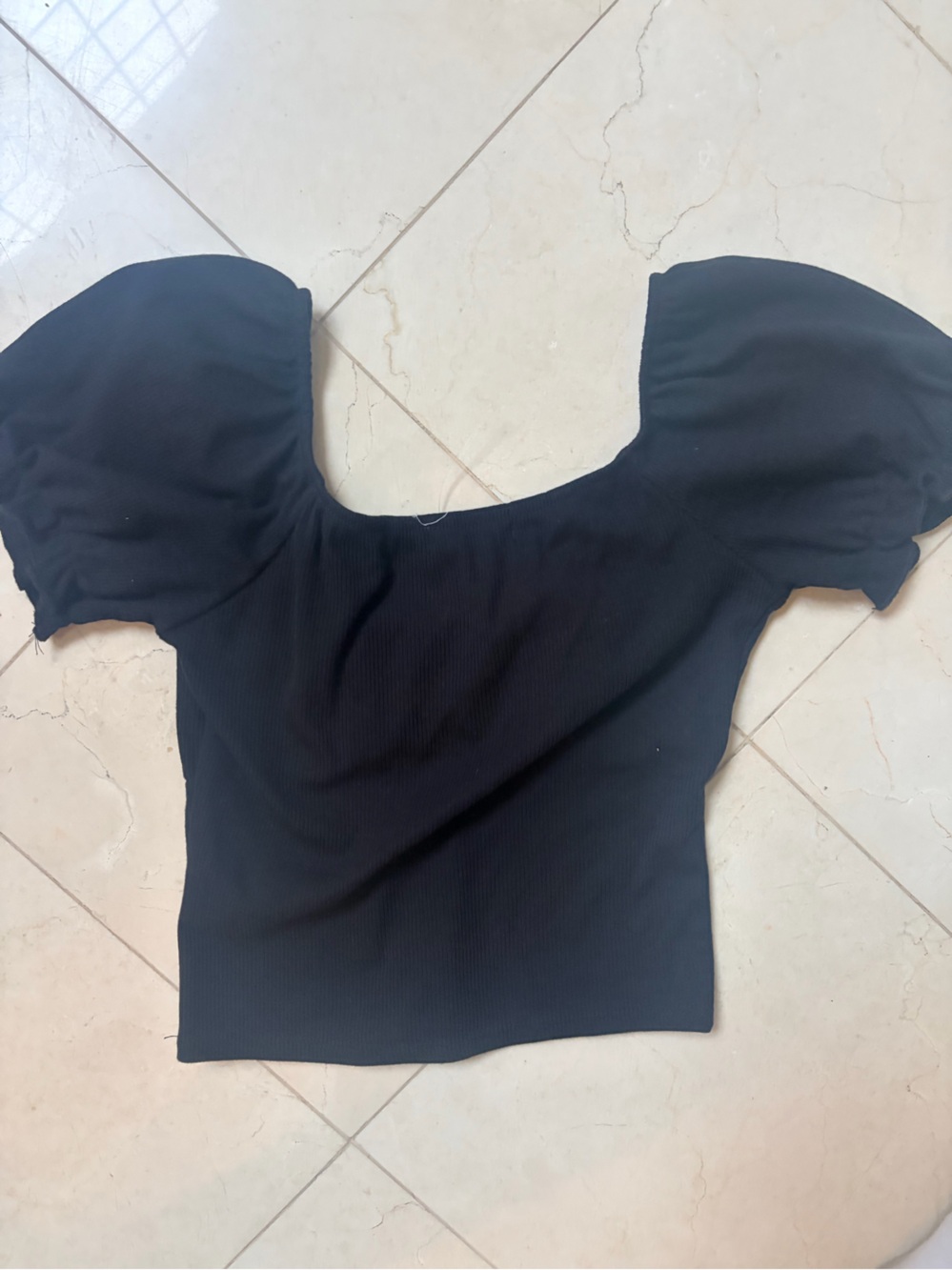 Altar’d State Black Puff Sleeve Square Neck Scrunch top - size S